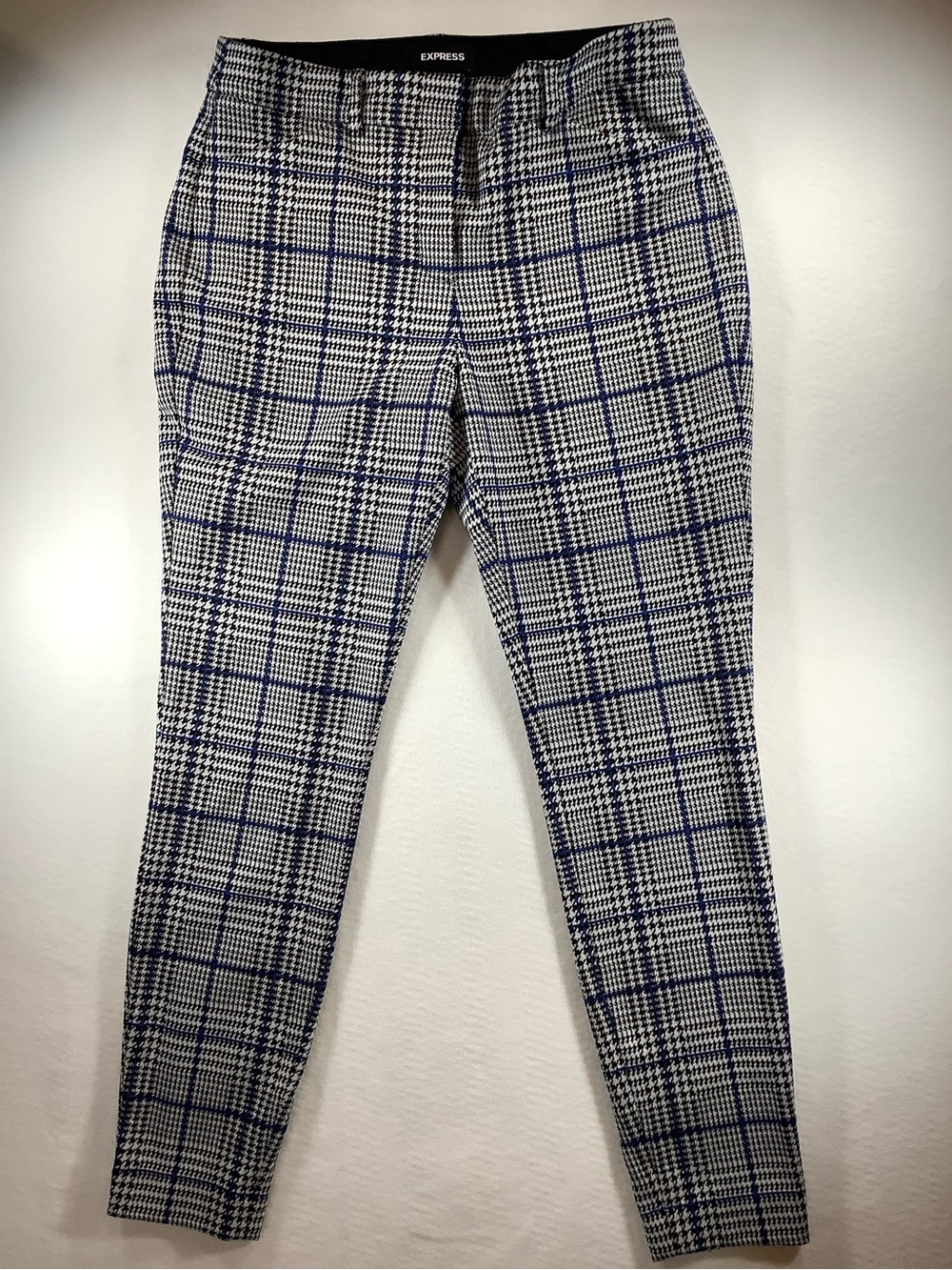 Express women’s Navy and White Plaid Dress Pants